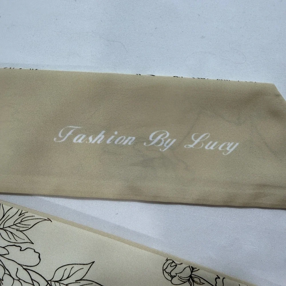 Fashion By Lucy Skinny Scarf Floral Print Tan Twilly Bag Accessory Women 38